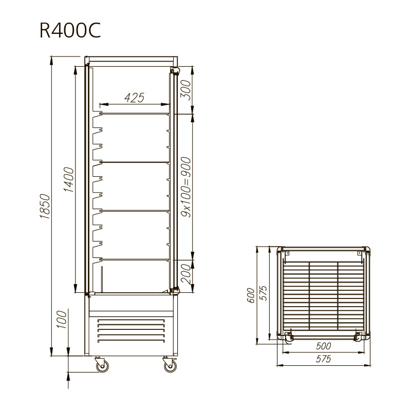 Шкаф холодильный Carboma LATIUM D4 VM 400-1 (R400C Люкс коричнево-золотой, 1/2, INOX) - фото 2 - id-p65030024