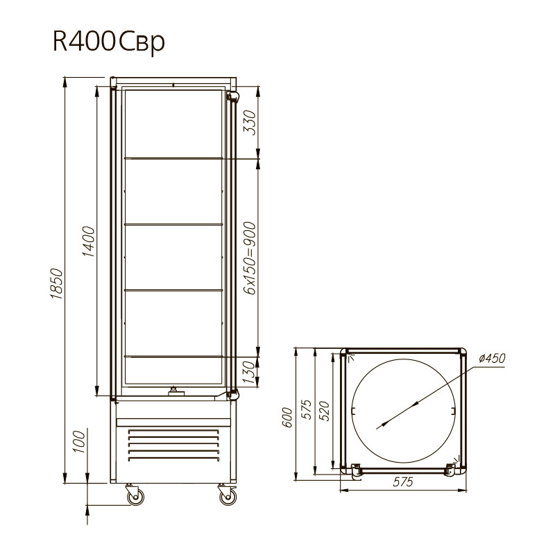 Шкаф холодильный Carboma LATIUM D4 VM 400-2 (R400Cвр Люкс коричнево-золотой, 1/2, INOX) - фото 2 - id-p65030039