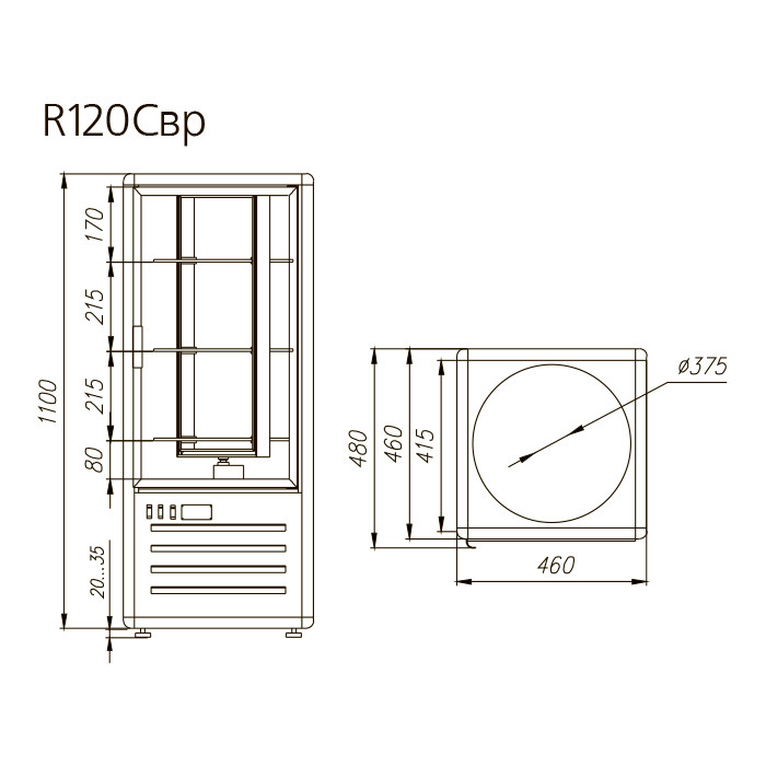 Шкаф холодильный Carboma LATIUM D4 VM 120-2 (R120Cвр Люкс коричнево-золотой, 1/2, INOX) - фото 2 - id-p121355680