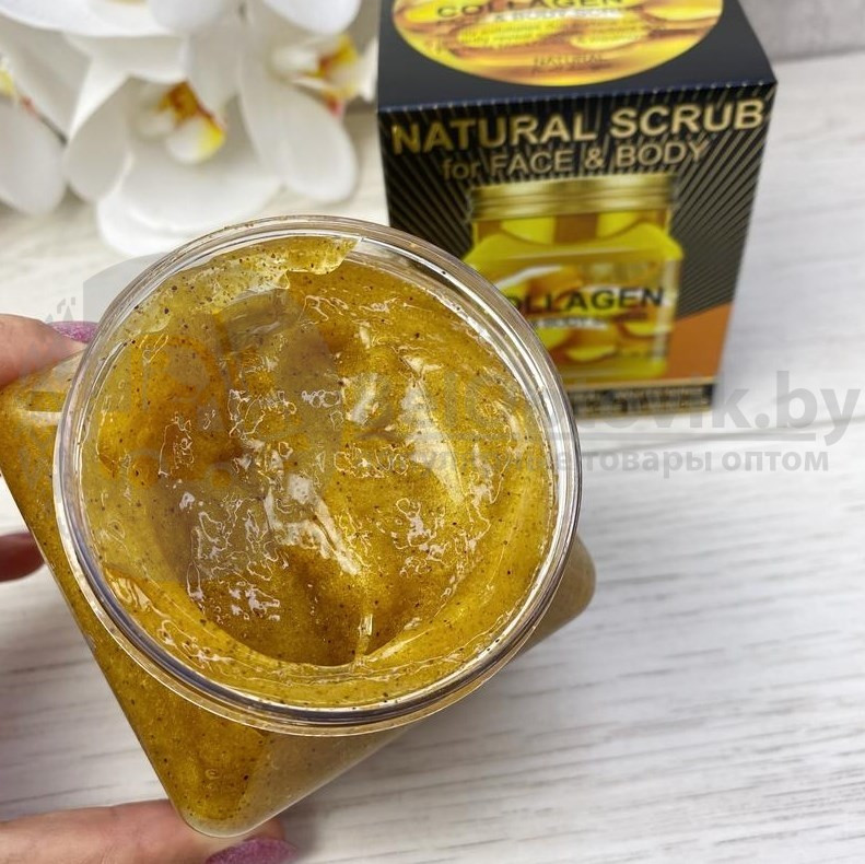 Натуральный скраб для тела и лица из коллекции Wokali, 500 ml Collagen face and body scrub с коллагеном - фото 9 - id-p132739492