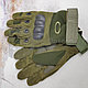 Кевларовые перчатки тактические полнопалые Oakley (Окли) прорезиненный кастет Черный цвет, фото 3