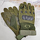 Кевларовые перчатки тактические полнопалые Oakley (Окли) прорезиненный кастет Болотный цвет, фото 2