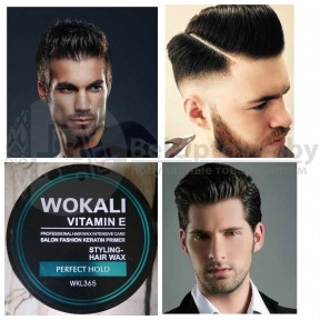Гель-воск для укладки волос профессиональный Stayling-Hair Wax WOKALI Vitamin E, 150g Сильной фиксации Perfect