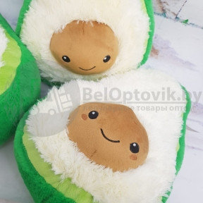 Гламурная мягкая игрушка - подушка Авокадо MAXI, 40 см Светлая косточка