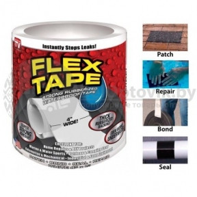 Изолента Супер Фикс водонепроницаемая, суперклейкая (широкая) Flex Tape Флекс тайп 10.20 х 150 см Белая (без