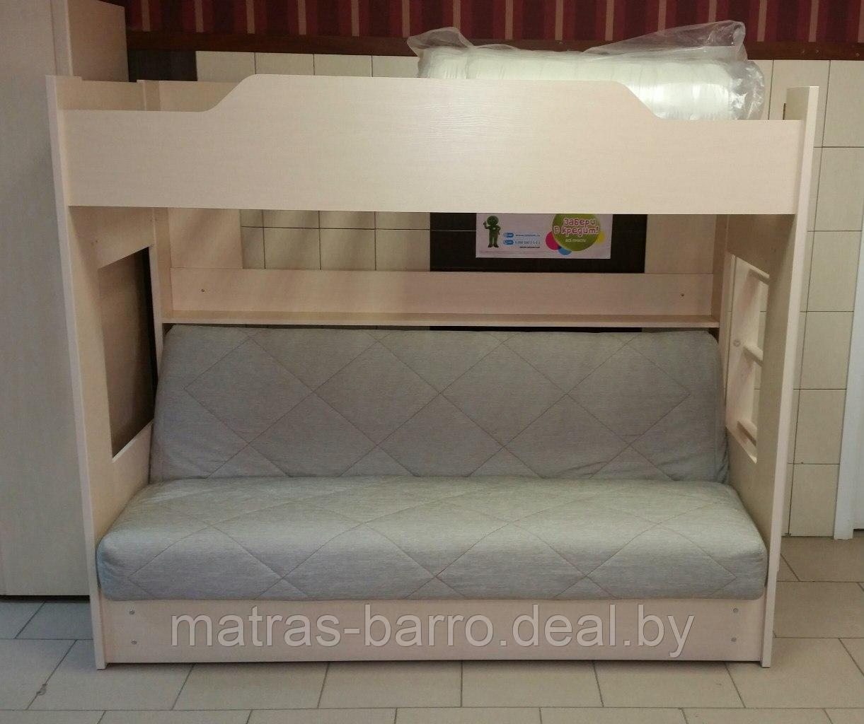 Двухъярусная кровать-чердак с диваном. Выбор цвета ДСП и чехла