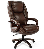 Кресло офисное Chairman 408,  кожа+PU коричн.