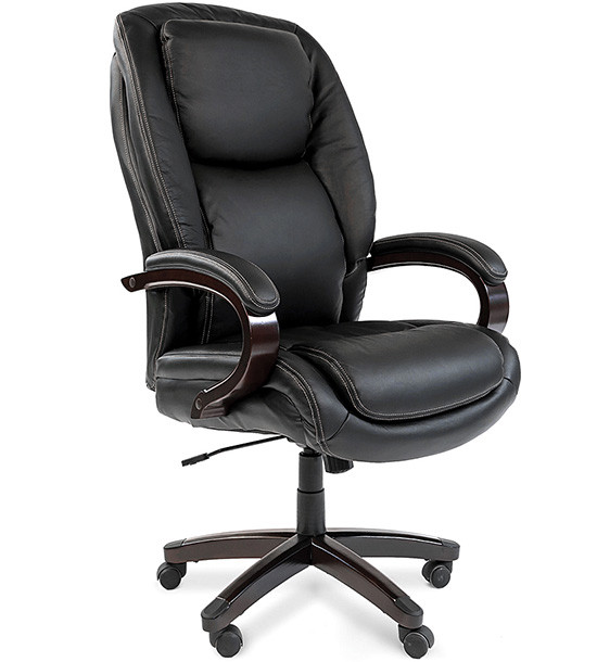 Кресло офисное Chairman 408,  кожа+PU черн.