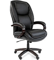 Кресло офисное Chairman 408,  кожа+PU черн., фото 1