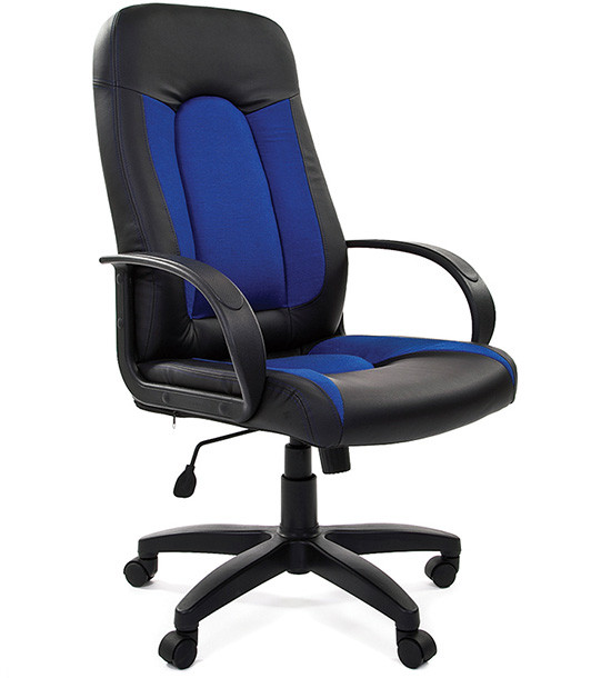 Кресло офисное Chairman   429,  экопремиум черный+ткань С-11 синяя