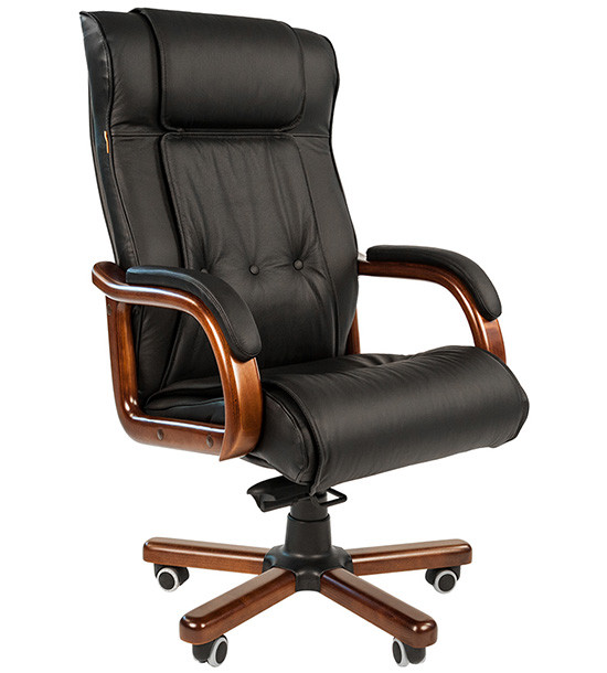 Кресло офисное Chairman    653,     черная кожа