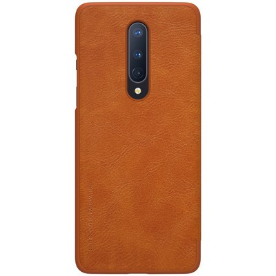 Кожаный чехол Nillkin Qin Leather Case Коричневый для OnePlus 8 - фото 2 - id-p132918541