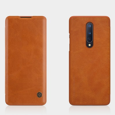 Кожаный чехол Nillkin Qin Leather Case Коричневый для OnePlus 8 - фото 4 - id-p132918541