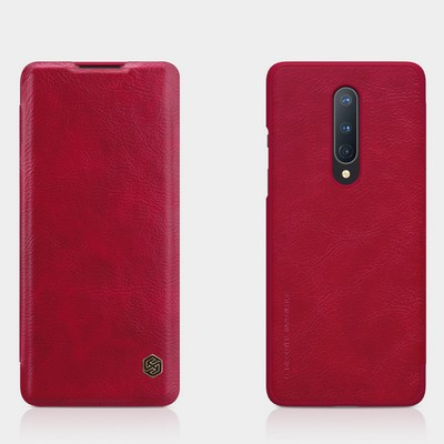 Кожаный чехол Nillkin Qin Leather Case Красный для OnePlus 8 - фото 4 - id-p132918542