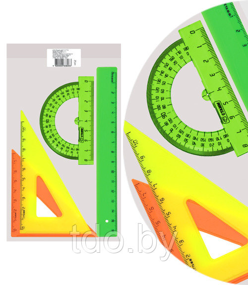 Набор линеек малый (треуг. 2 шт, лин.16, тр-р) - фото 1 - id-p132919995