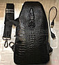 Кожаный слинго рюкзак  Crocodile (Крокодил) Коричневый, фото 5