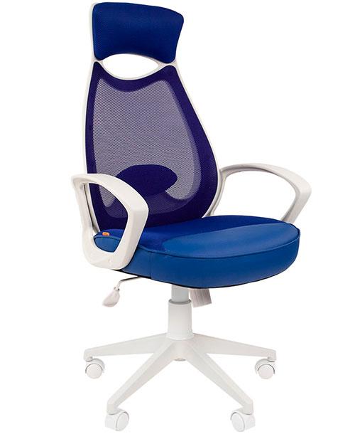 Кресло офисное Chairman 840, белый пластик  TW10\TW-05 синий