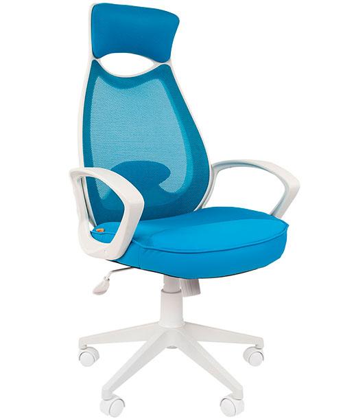 Кресло офисное Chairman    840, белый пластик  TW43\TW-34 голубой