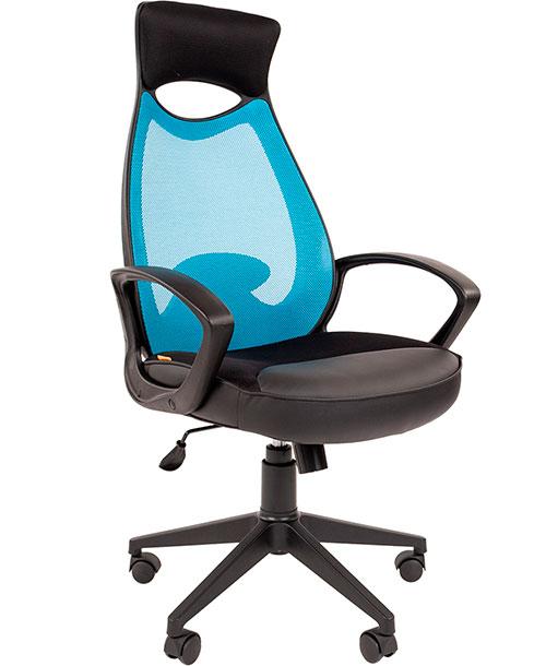 Кресло офисное Chairman    840, черный пластик  TW-34 голубой