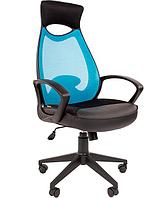 Кресло офисное Chairman    840, черный пластик  TW-34 голубой