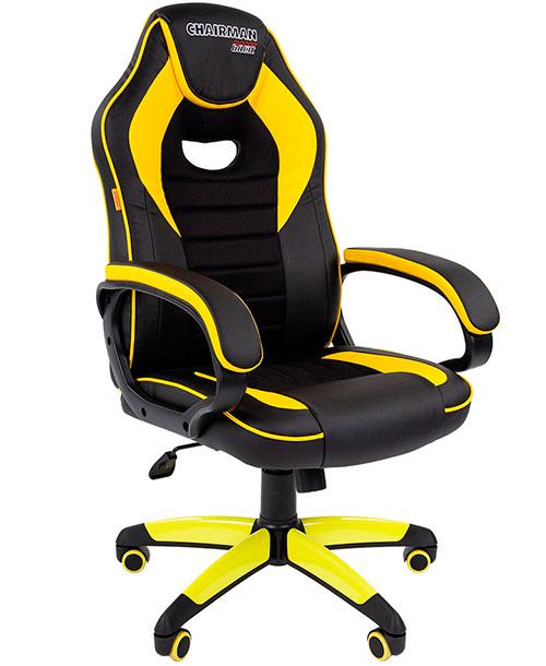 Кресло офисное Chairman   game 16, экопремиум черный/желтый