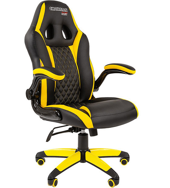 Кресло офисное Chairman   game 15, экопремиум черный/желтый