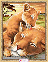 Картина стразами "Львенок с мамой"