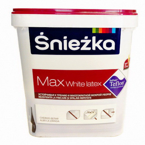 Латексная краска SNIEZKA MAX WHITE LATEX (10л), Польша