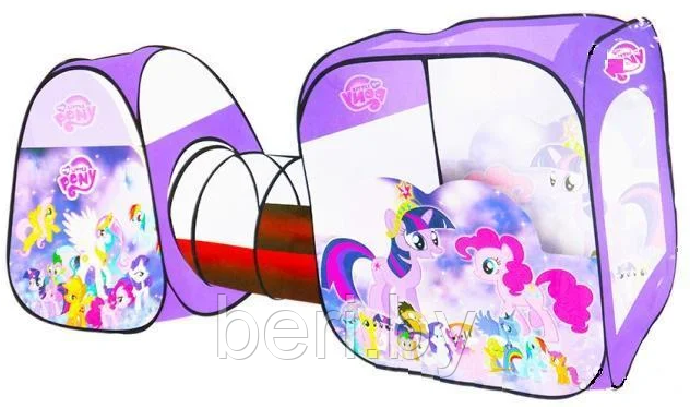 8015PN Детская игровая палатка "My little PONY", 3 в 1 двойная, домик с туннелем 270х92х92 см, розовая - фото 4 - id-p132990412