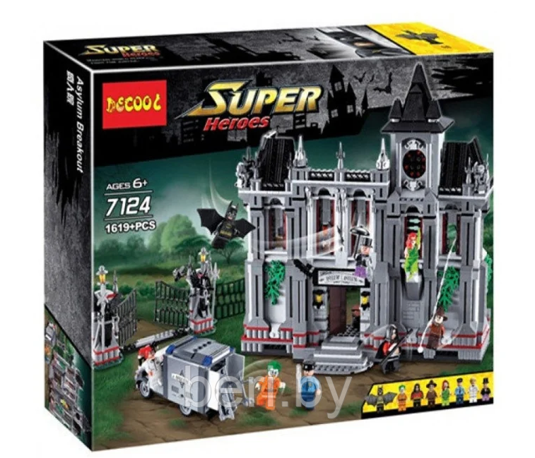 7124 Конструктор Decool Super Heroes "Побег из клиники Аркхэм" (Аналог Lego Super Heroes 10937), 1619 деталей - фото 1 - id-p133023903