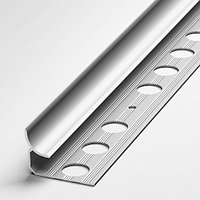 Угол для плитки внутренний алюминиевый 10 мм, анодированный серебро 270 см