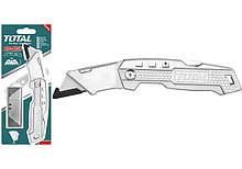 Нож  столярный с трапецивидным лезвием (+6 шт)  61x19mm, алюминиевая ручка складной TOTAL THT5136138