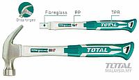 Молоток-гвоздодер 450 гр, кованный , с фиберглассовой рукояткой TOTAL THT73166