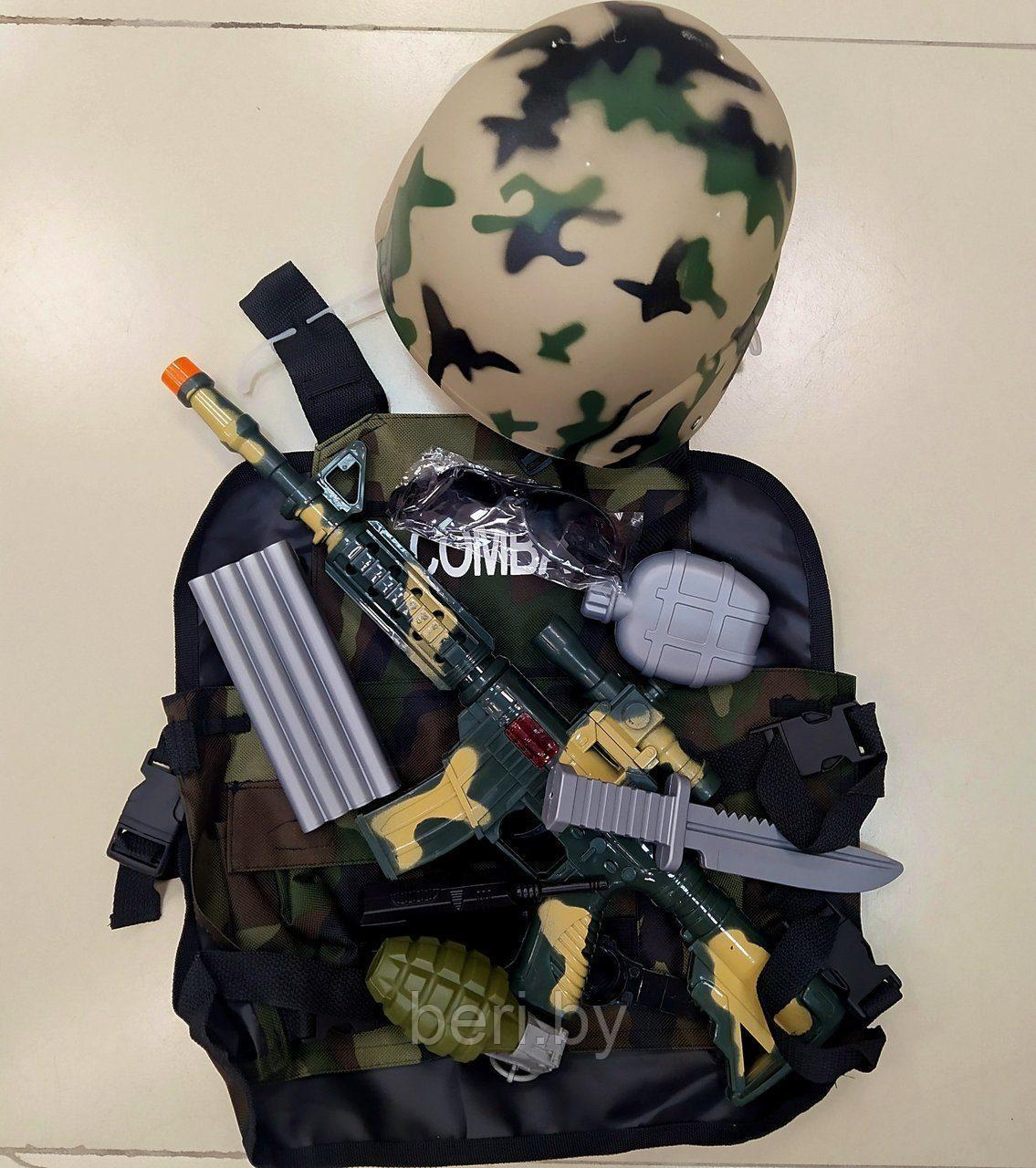 YE-B2 Набор военного с каской, бронежилетом, очки, автомат, нож и др. - фото 1 - id-p133030702