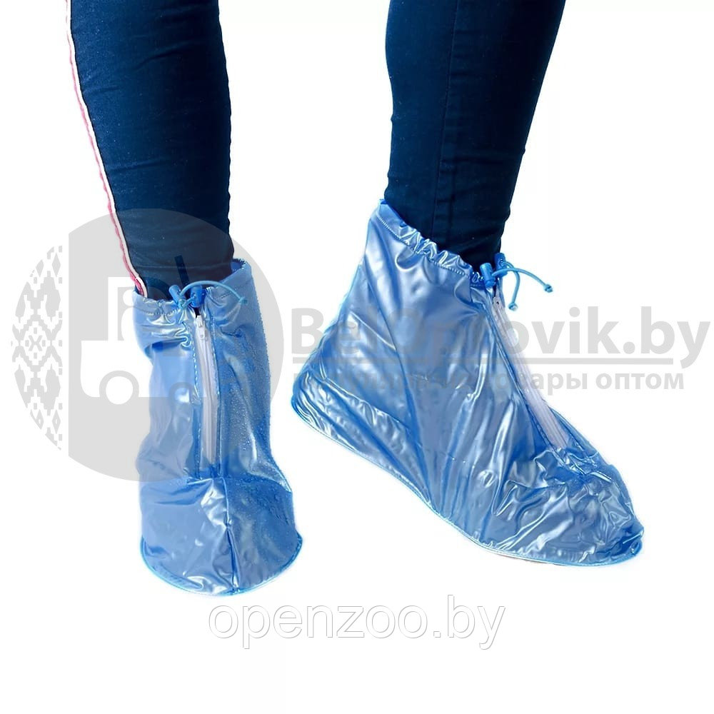 Защитные чехлы (дождевики, пончи) для обуви от дождя и грязи с подошвой цветные р-р 37-38 (М) Синие - фото 4 - id-p129573423