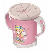 Чашка для сухих завтраков Пластишка с декором розовый 270мл 18+