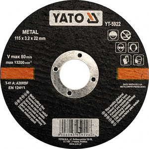 Диск отрезной по металлу YATO 125х1,2х22мм