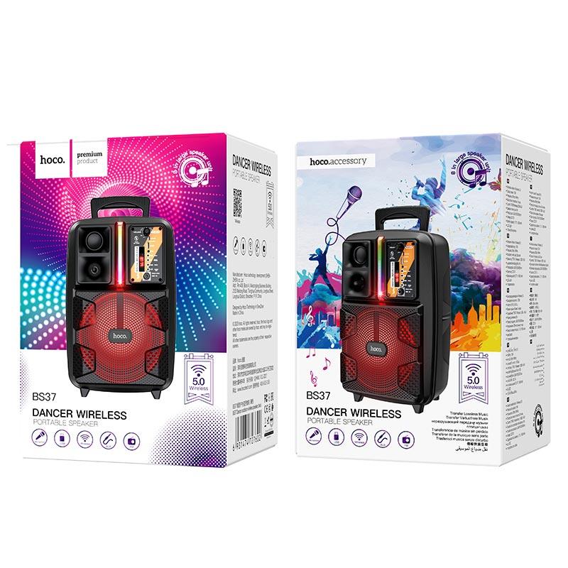 Портативная колонка Hoco BS37 с микрофоном цвет: черный (Bluetooth 5.0, AUX, USB, microSD, FM,1