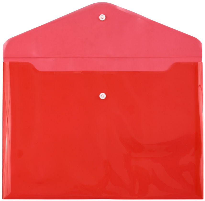 Папка-конверт пластиковая на кнопке inФормат толщина пластика 0,18 мм, прозрачная красная - фото 2 - id-p133125757