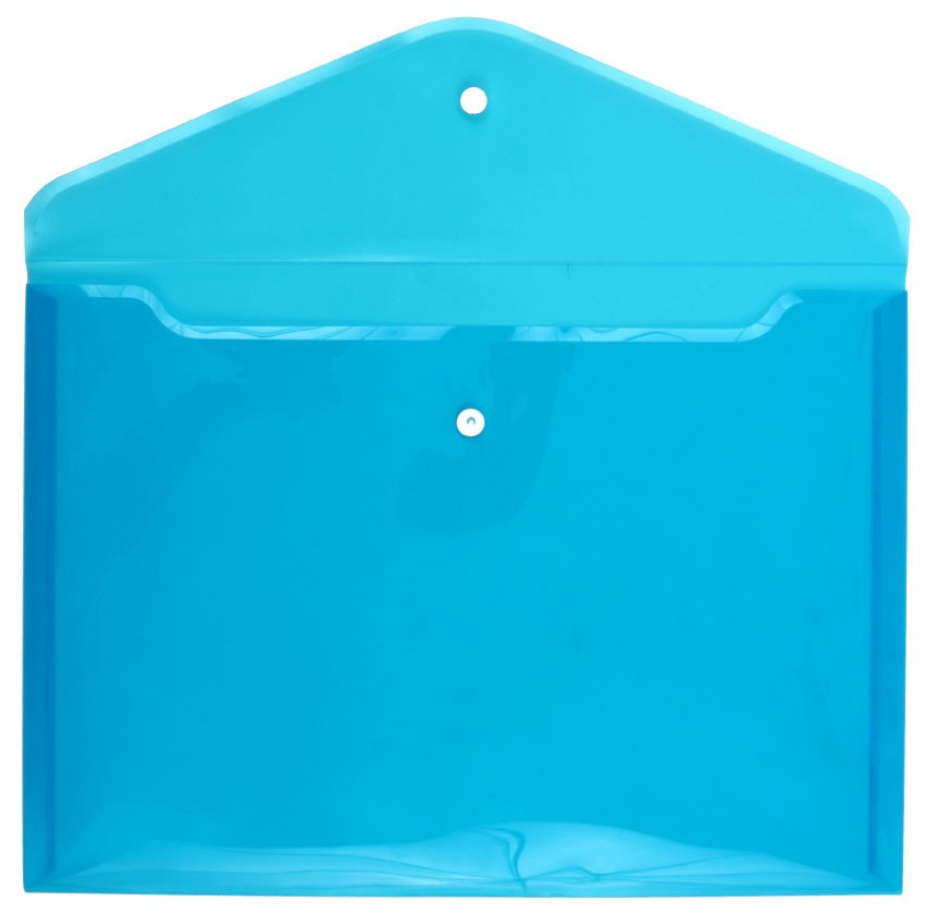 Папка-конверт пластиковая на кнопке inФормат толщина пластика 0,18 мм, прозрачная синяя - фото 2 - id-p133125758