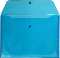 Папка-конверт пластиковая на кнопке inФормат толщина пластика 0,15 мм, прозрачная голубая