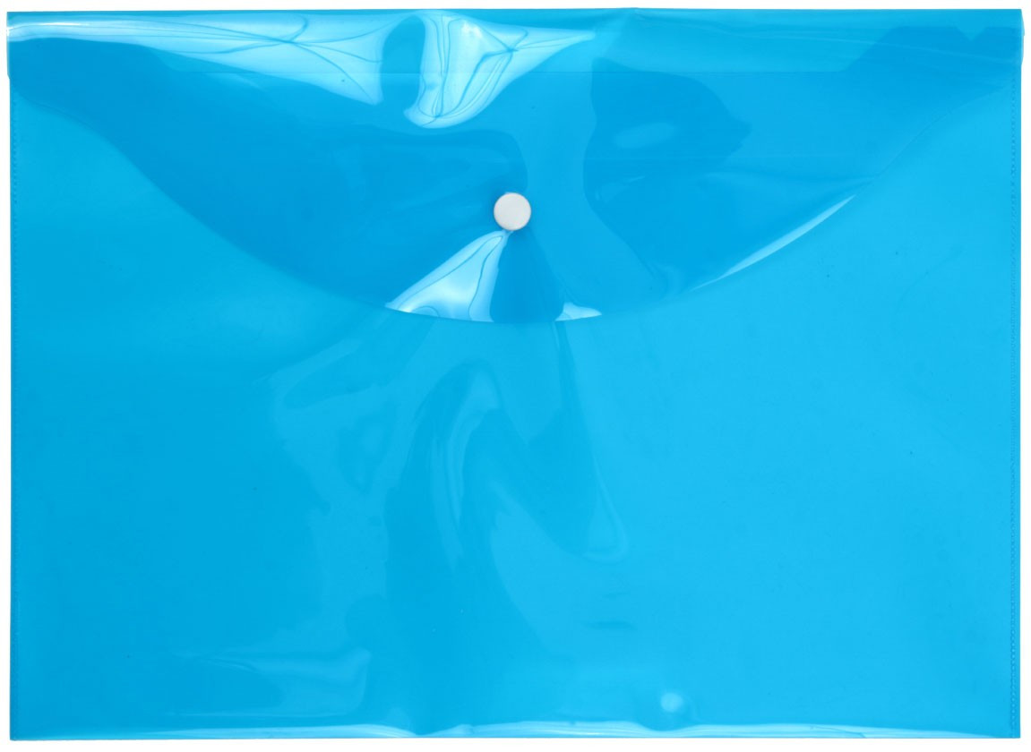 Папка-конверт пластиковая на кнопке inФормат толщина пластика 0,15 мм, прозрачная голубая - фото 4 - id-p133125820