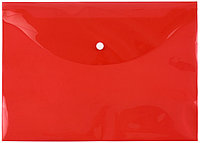 Папка-конверт пластиковая на кнопке inФормат толщина пластика 0,15 мм, прозрачная красная