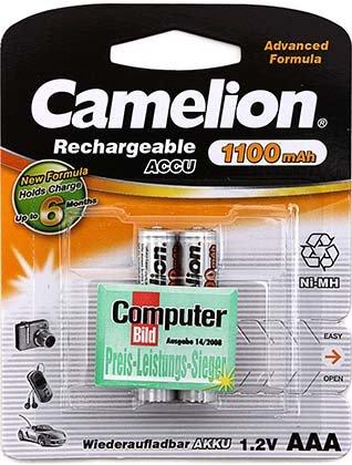 Аккумулятор Camelion Rechargeable Accu AAA, 1.2V, 1100 mAh - фото 2 - id-p133126622