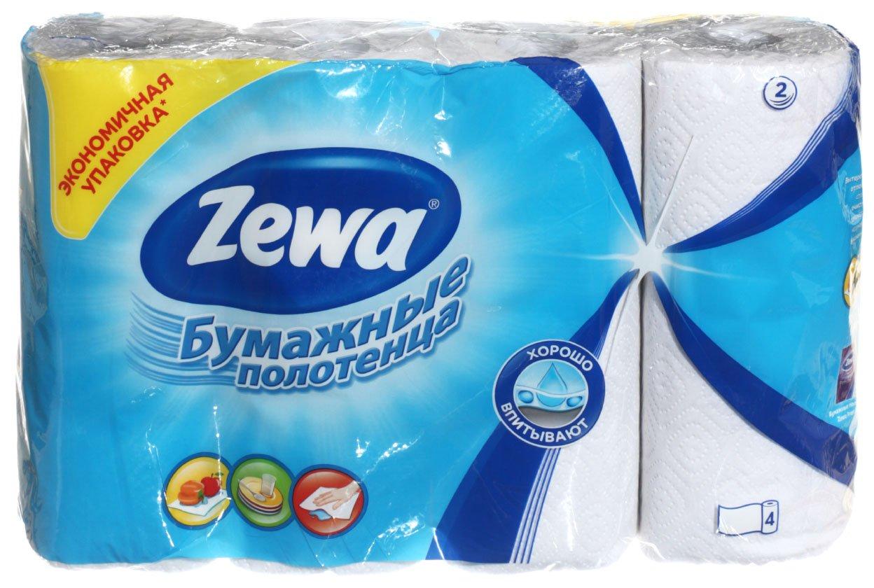 Полотенца бумажные Zewa (в рулоне) 4 рулона, ширина 230 мм, белые - фото 1 - id-p133126628