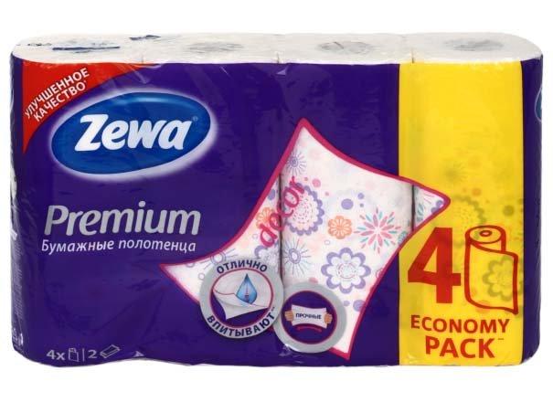 Полотенца бумажные Zewa Premium (в рулоне) 4 рулона, ширина 230 мм, Decor, цветные - фото 3 - id-p133126717