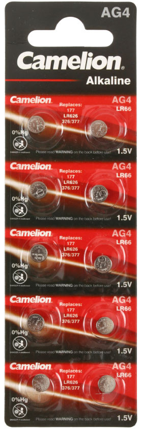 Батарейка щелочная дисковая Camelion Alkaline AG4, BP10, 1.5V - фото 2 - id-p133126729