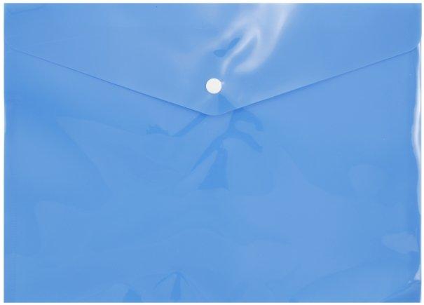 Папка-конверт пластиковая на кнопке inФормат толщина пластика 0,15 мм, синяя - фото 1 - id-p133125979