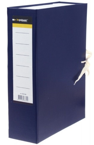 Короб архивный бумвиниловый на завязках inФормат корешок 80 мм, 230*320*80 мм, вертикальный, синий - фото 3 - id-p133126007