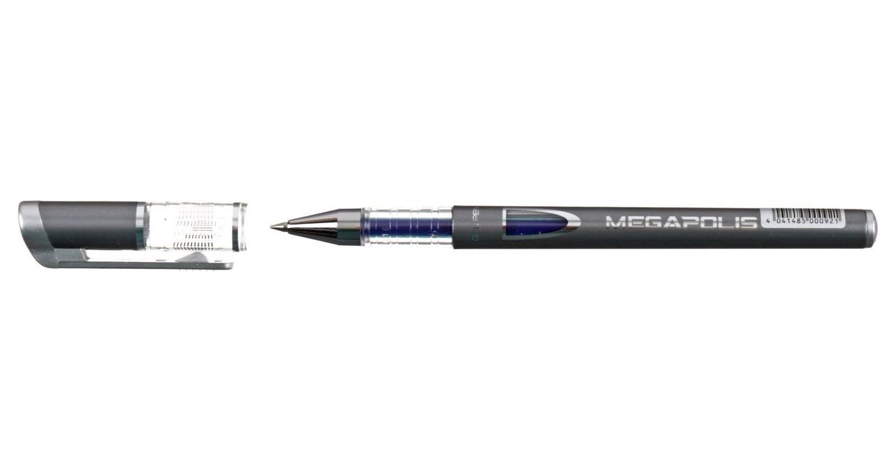 Ручка гелевая ErichKrause Megapolis корпус серебристый металлик, стержень синий - фото 1 - id-p133126479